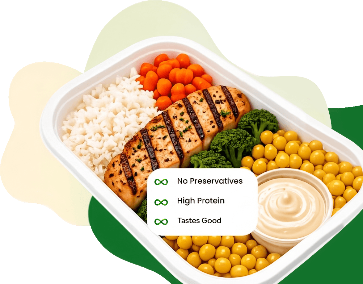 Fresh healthy meal in a container